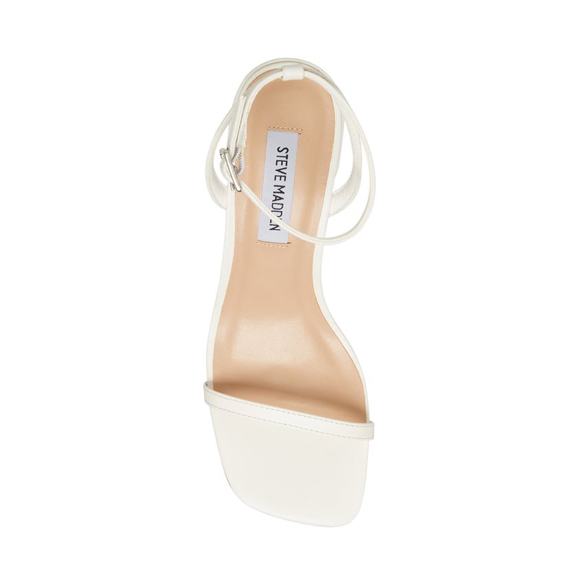 White Steve Madden Audrina Leather Women's Heels Sandals | PH 5019FKY